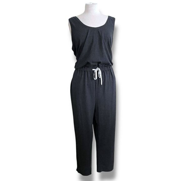 Zella Womens Gwen Jumpsuit Plus Sz 1X Gray Tencel Sleeveless Athleisure Romper - Picture 2 of 10